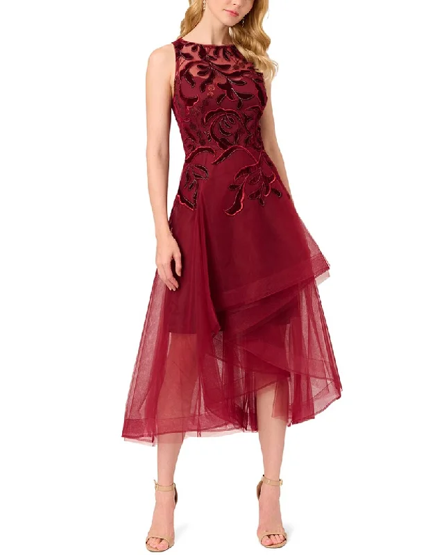 Low Prices Adrianna Papell High-Low Solid Midi Dress