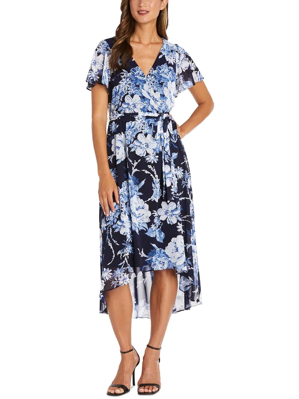 Extra Savings Petites Womens Floral Print Calf Midi Dress