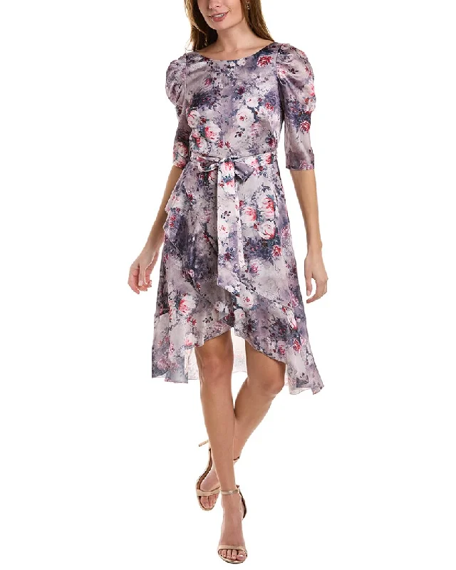 Last Chance Marchesa Notte Floral Textured Charmeuse Midi Dress