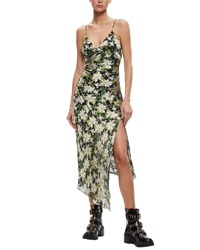 Deal Dash alice + olivia Shawna Silk-Blend Slip Dress