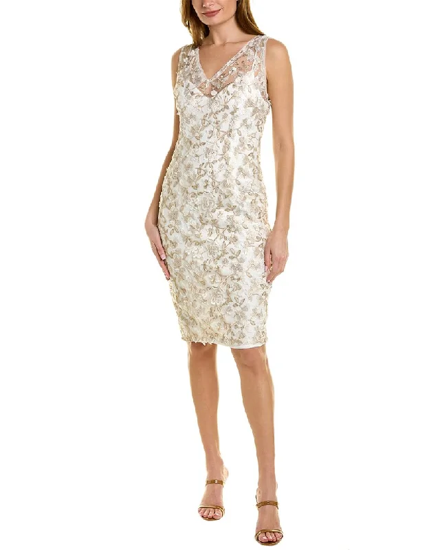 Deal Frenzy Adrianna Papell Floral Embroidered Sheath Dress
