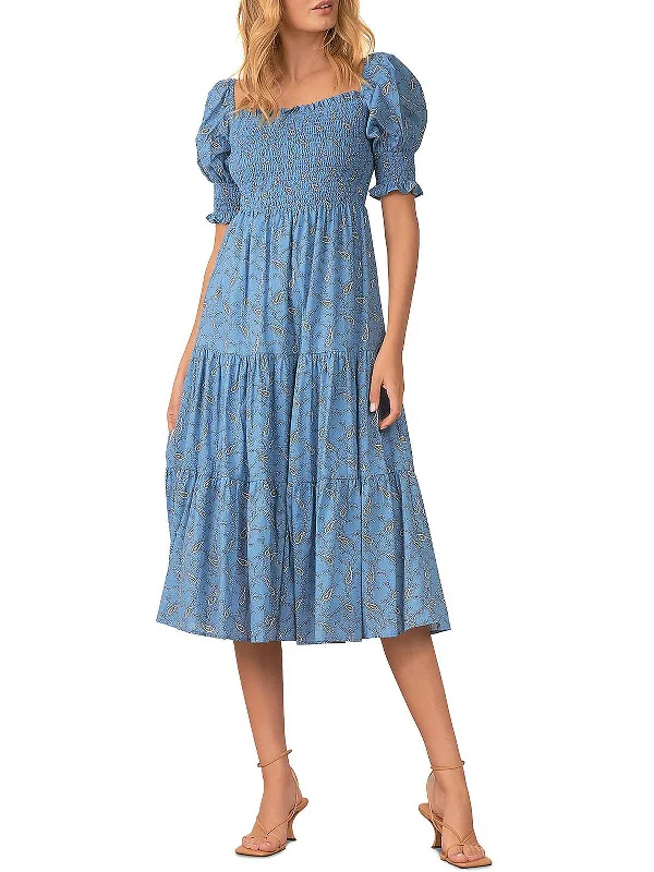 Special Offer Womens Smocked Calf Midi Dress