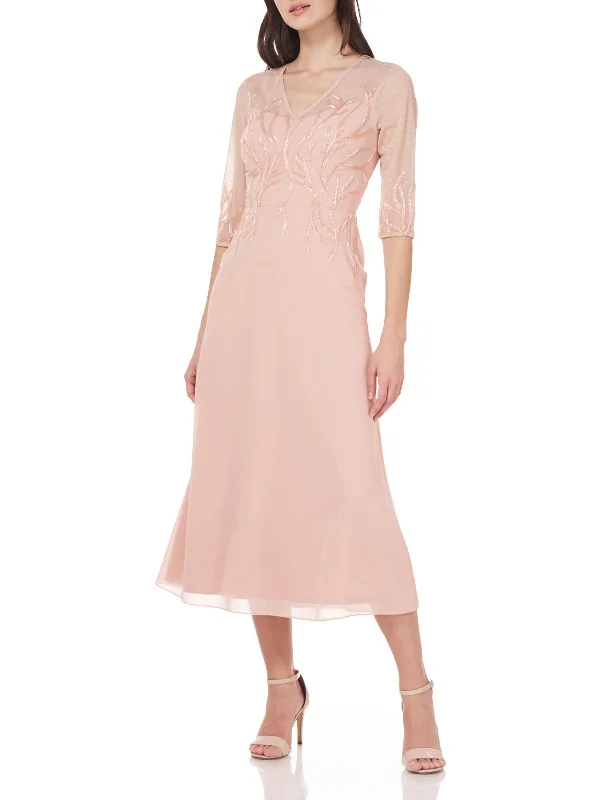 Year-End Clearance Violet Womens Chiffon Beaded Evening Dress