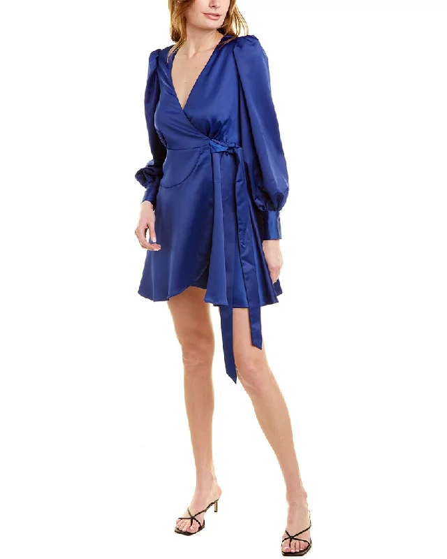 Act Now One Social by Badgley Mischka Satin Wrap Cocktail Dress