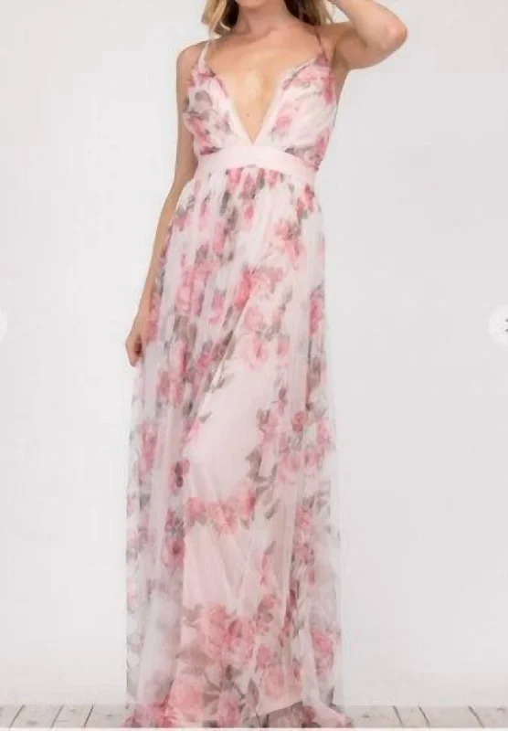 Act Fast Floral Pattern Maxi Dress in Empire State Of Mind