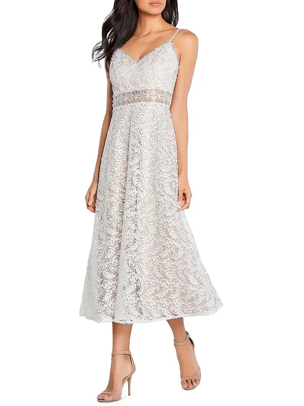 Value Deals Womens Lace Overlay Mid Calf Midi Dress