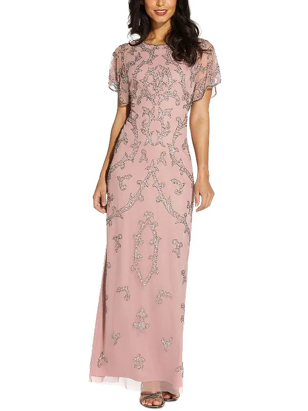 Price Blitz Plus Womens Mesh Embellished Evening Dress