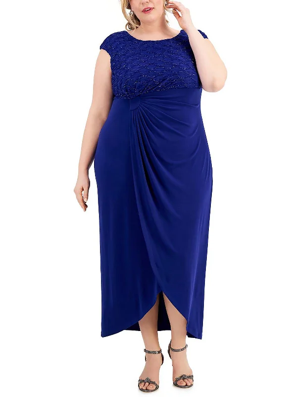 Sale Event Plus Womens Knit Glitter Evening Dress