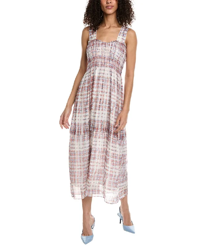 Reduced Prices Burberry Scribble Check Silk Maxi Dress