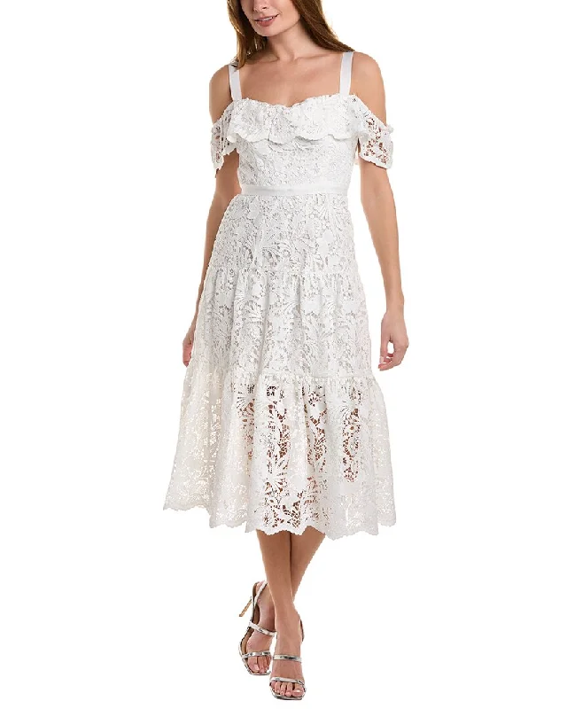 Bonus Savings Marchesa Notte Lace Midi Dress