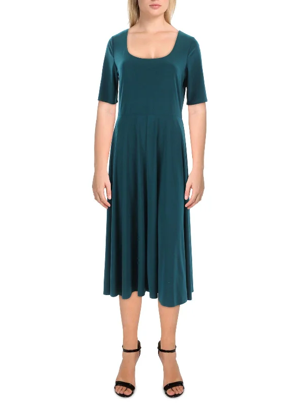 Price Cut Womens Elbow Sleeve Scoop Neck Midi Dress