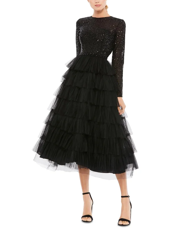 Today Only Womens Sequined Ruffled Cocktail and Party Dress