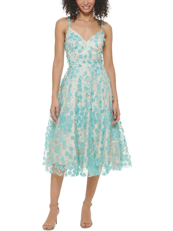 Members Only Womens V-Neck Knee-Length Fit & Flare Dress