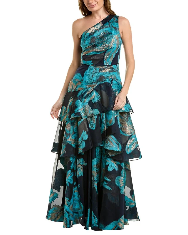 Clearance Event Aidan Mattox One Shoulder Tiered Ballgown