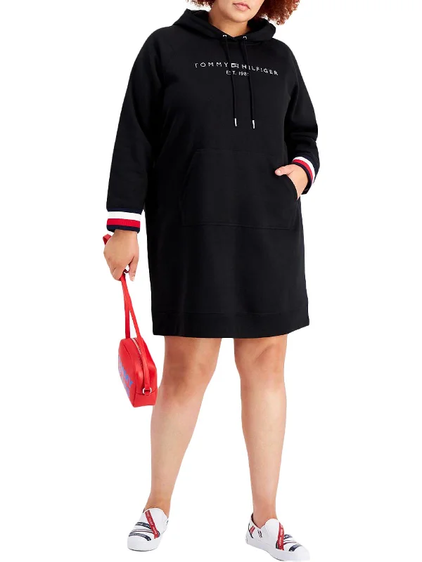 Overstock Sale Plus Womens Hoodie Long Sleeves Sweatshirt Dress