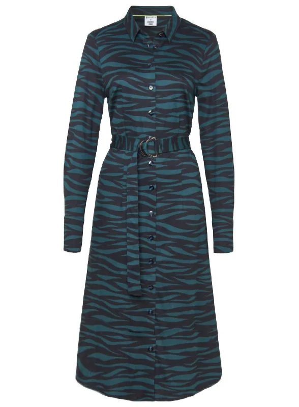 Discount Deals Kate Green Zebra Print Midi Shirtdress In Black Multi