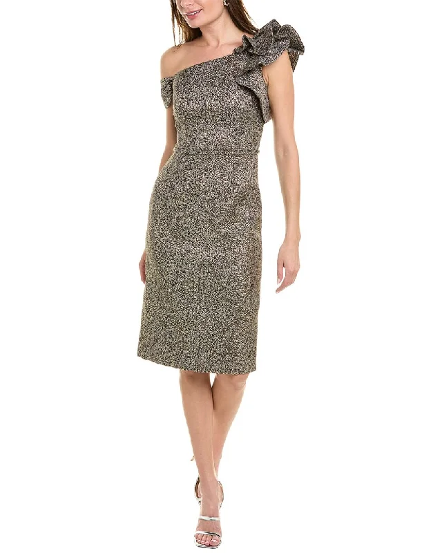 Closeout Teri Jon by Rickie Freeman Metallic Jacquard Sheath Dress
