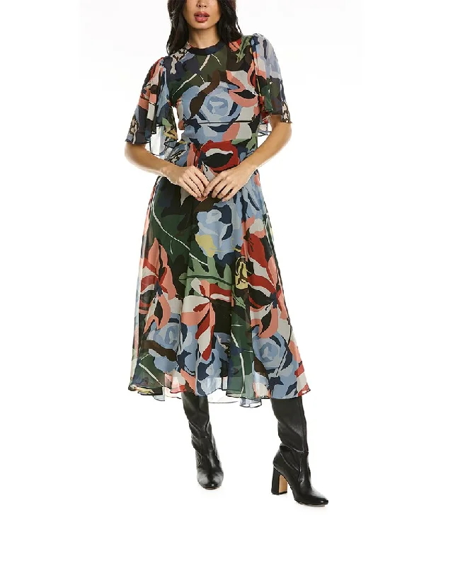 Big Savings Rebecca Taylor Botanical Garden Silk-Blend Midi Dress