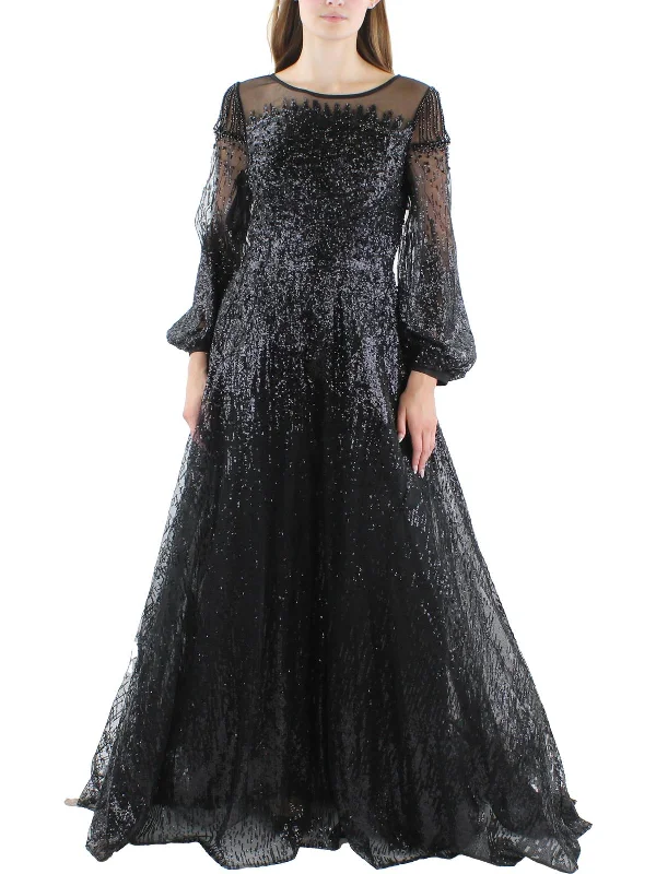 Deal Explosion Womens Sequined Maxi Evening Dress