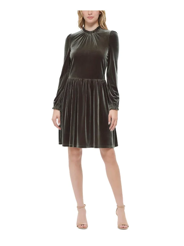 Crazy Deals Womens Velvet Midi Fit & Flare Dress