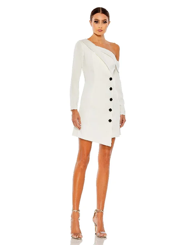 Savings Spectacular Drop Shoulder Faux Tuxedo Mini Dress