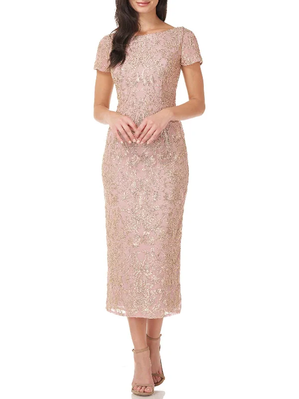 Must-Have Deals Womens Metallic Embroidered Cocktail and Party Dress