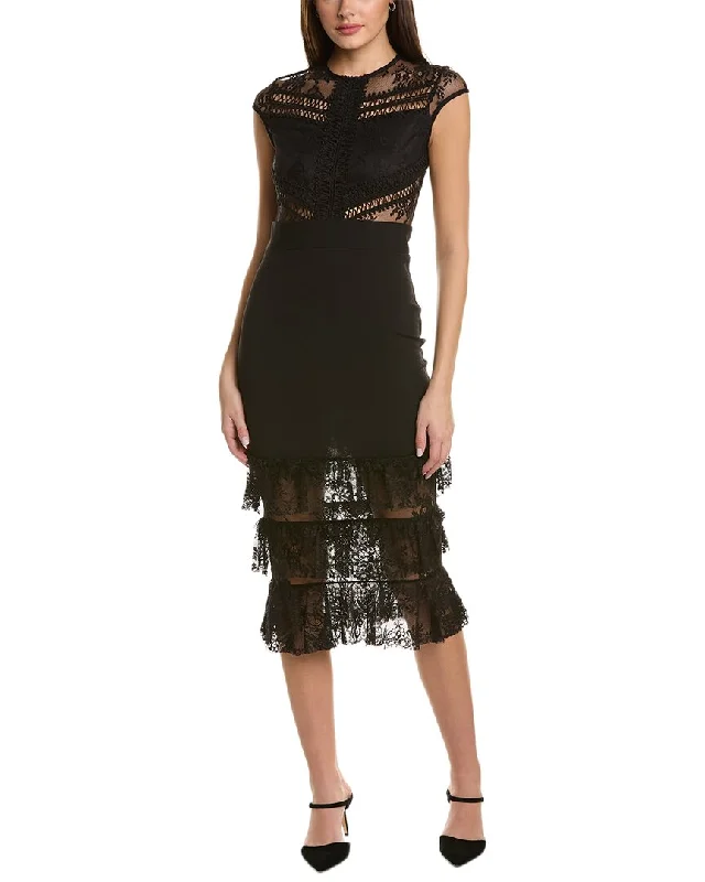 Extra Discounts Bebe Tiered Lace Midi Dress