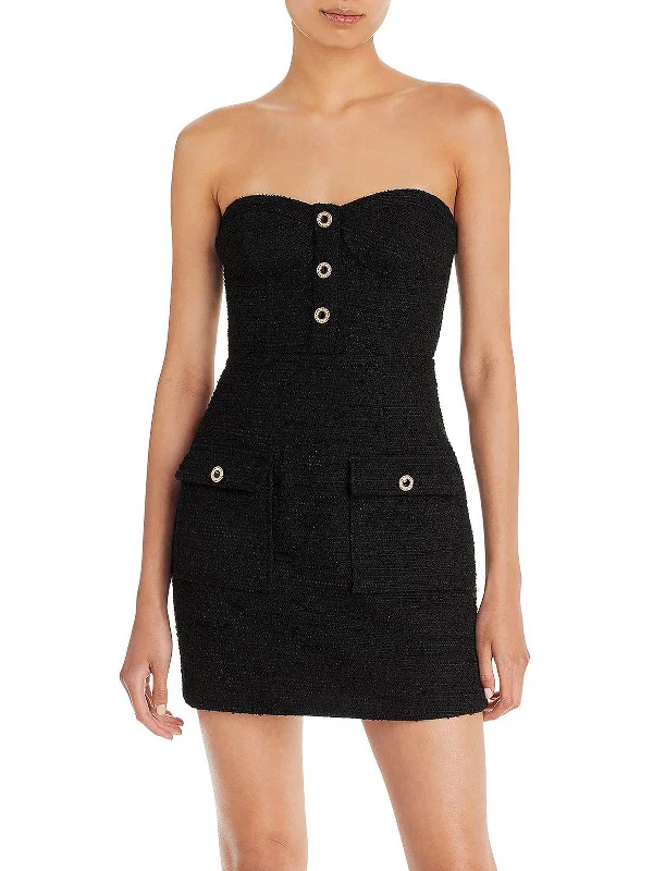Mega Sale Womens Tweed Embellished Mini Dress