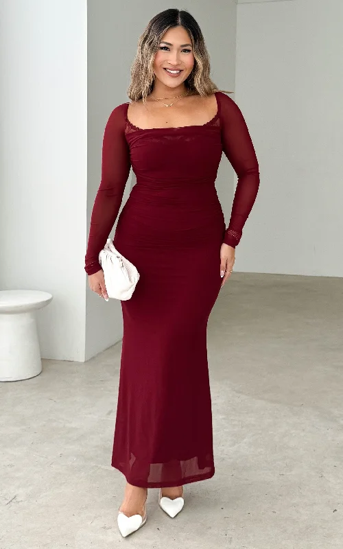 Discount Deals Dita Mesh Maxi Dress - Wine