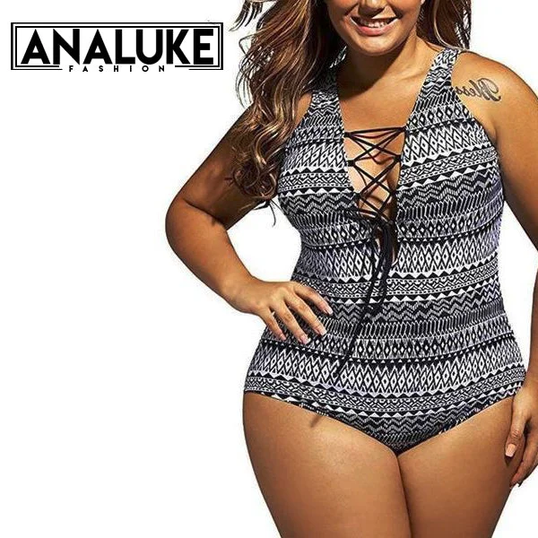 Price Drop Big Size Vintage Print Monokini Swimsuit