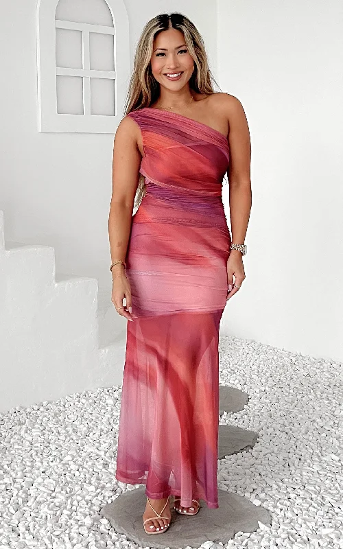 Sale Event Paloma Mesh Maxi Dress - Pink Orange Ombre