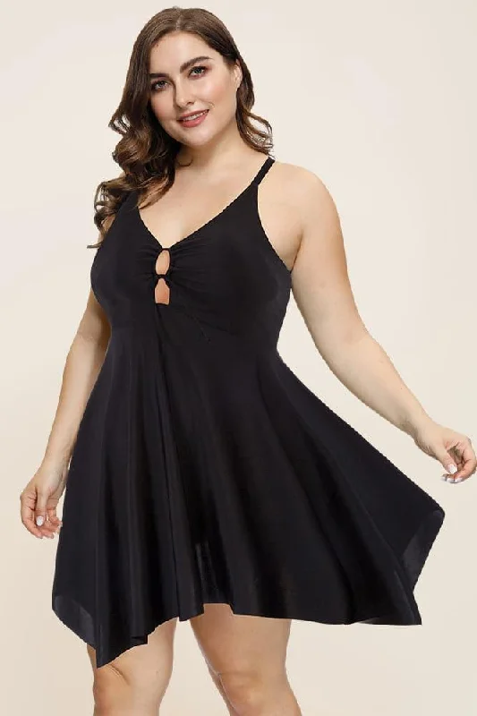 Final Markdown Turquoise Stretchy Cross Back V-Neck Swimdress