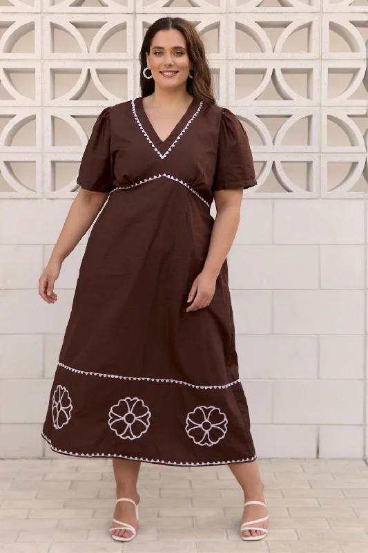 Special Price Farrah Poplin Dress in Chocolate