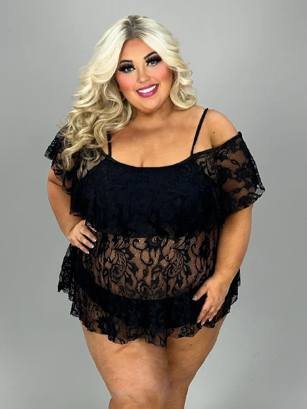Act Now SWIM-P {Lace All The Way} Black Lace 2 Piece Swimsuit EXTENDED PLUS SIZE 4X