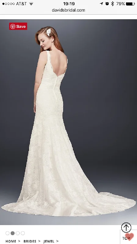 Act Fast David's Bridal Jewel Lace Mermaid Scalloped Petite / 7WG3757