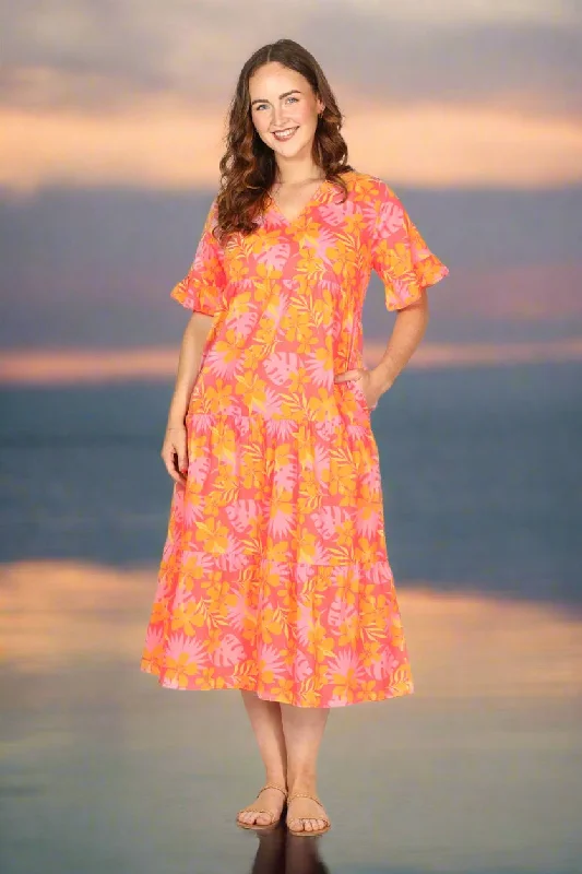 Crazy Deals Sabrina Maxi Dress in Peach Jungle