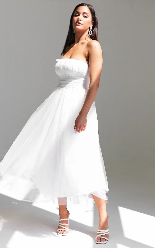 Get It Before It’s Gone Fiona Tulle Midi Dress - White
