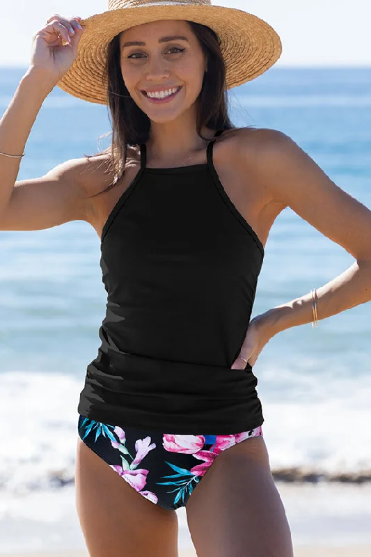 Weekend Deal Tummy Control Printed Ruched Tankini Set