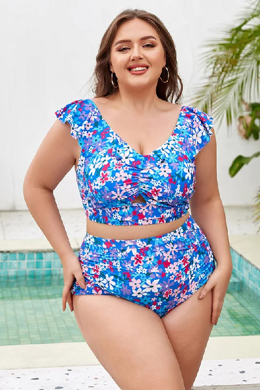 Anniversary Sale Women Plus Size 2pcs Set Swimsuit Padded V-Neck Swim Tops+Briefs