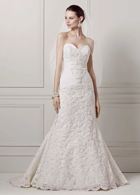 Mega Deal Oleg Cassini Sweetheart Beaded Lace Trumpet Gown Style CRL277