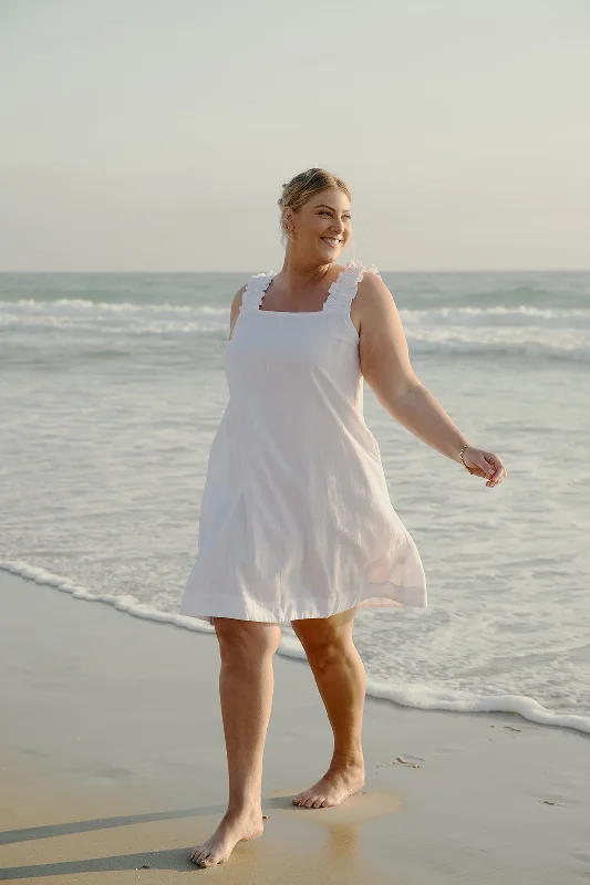 New Markdowns Claire Short Linen Dress in White