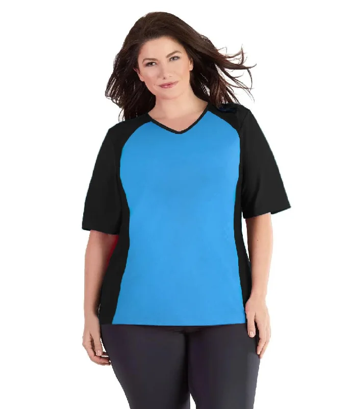 Big Savings QuikEnergy Lite Swim and Beach Short Sleeve Top Turquoise