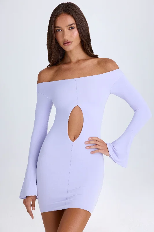 Best Deals Off-Shoulder Cut-Out Mini Dress in Soft Lilac
