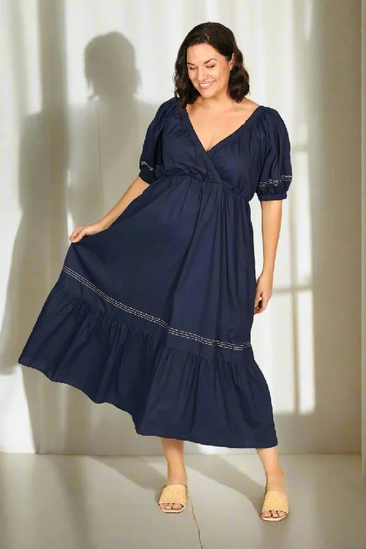 Fantastic Offers Alison Poplin Midi Dress in Capri Cove