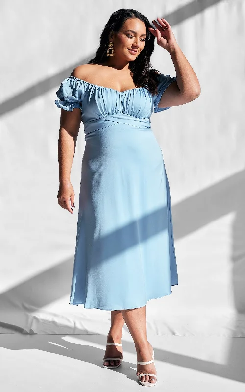 Closeout Jolene Midi Dress - Dusty Blue