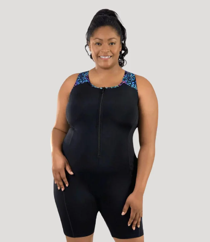 Hurry In QuikEnergy Racerback Zip Front Aquatard Coral Reef Black