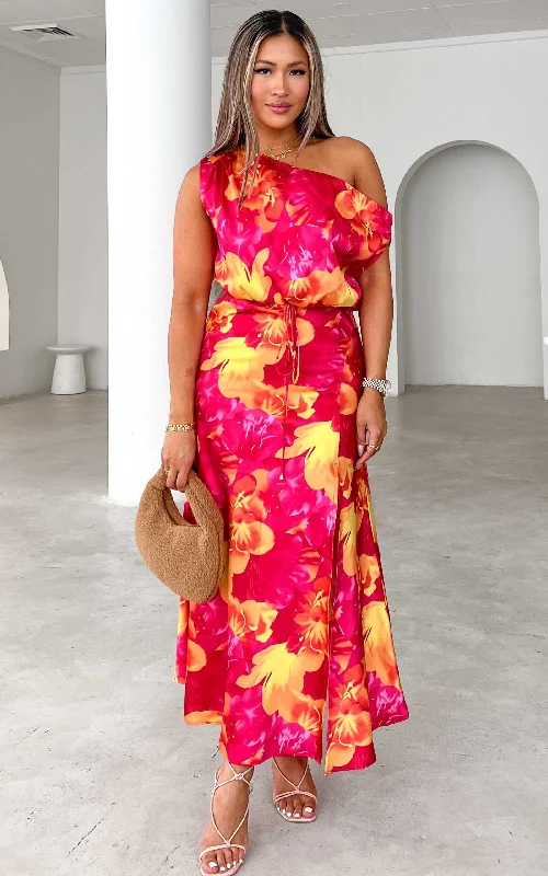 Special Promotion Martisha Maxi Dress - Hot Pink Yellow Floral