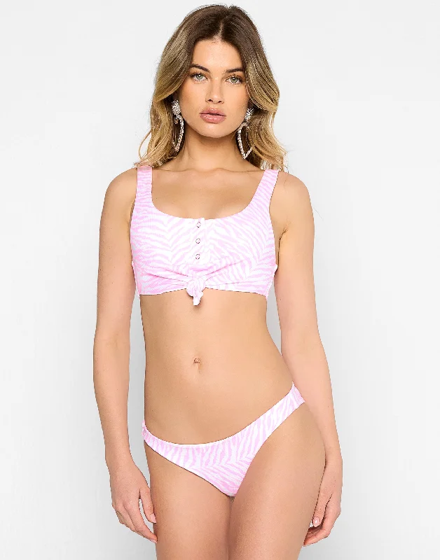 Special Savings Sage Knot Top - Pink White Tiger