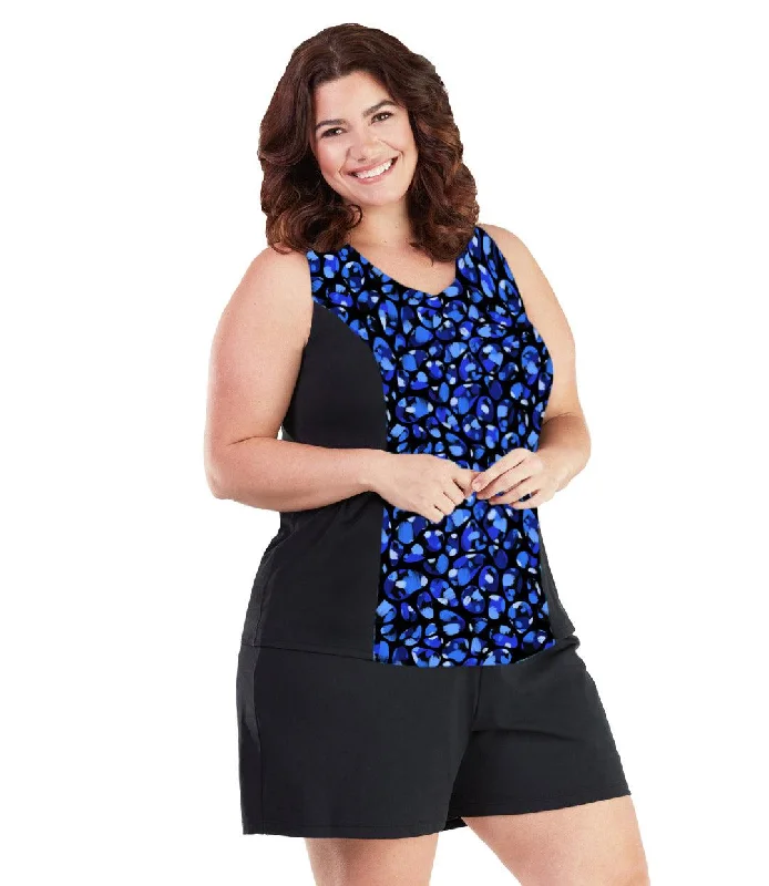Buy More, Save More AquaSport Tankini Top Ocean Blues Print Black