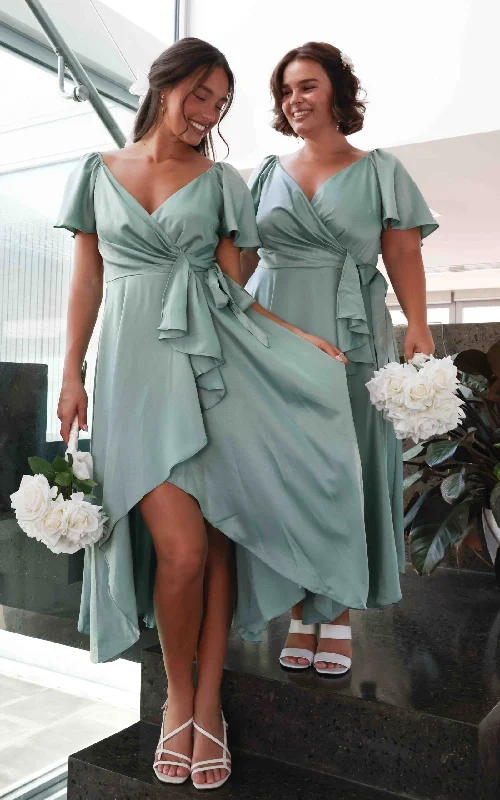 Special Savings Rossetti Short Sleeve Wrap Maxi Dress - Sage